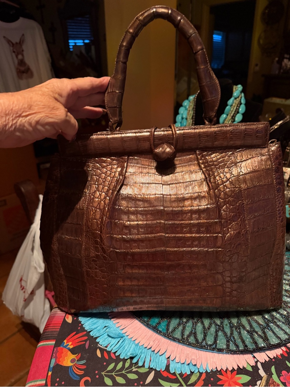 Gorgeous Fall Bag! Crocodile Top Handle Bag